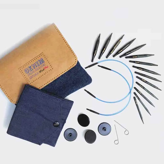 KnitPro Interchangeable needle set mini wood indigo